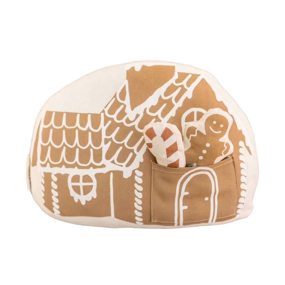 NEW IMANI COLLECTIVE gingerbread house pillow in beige